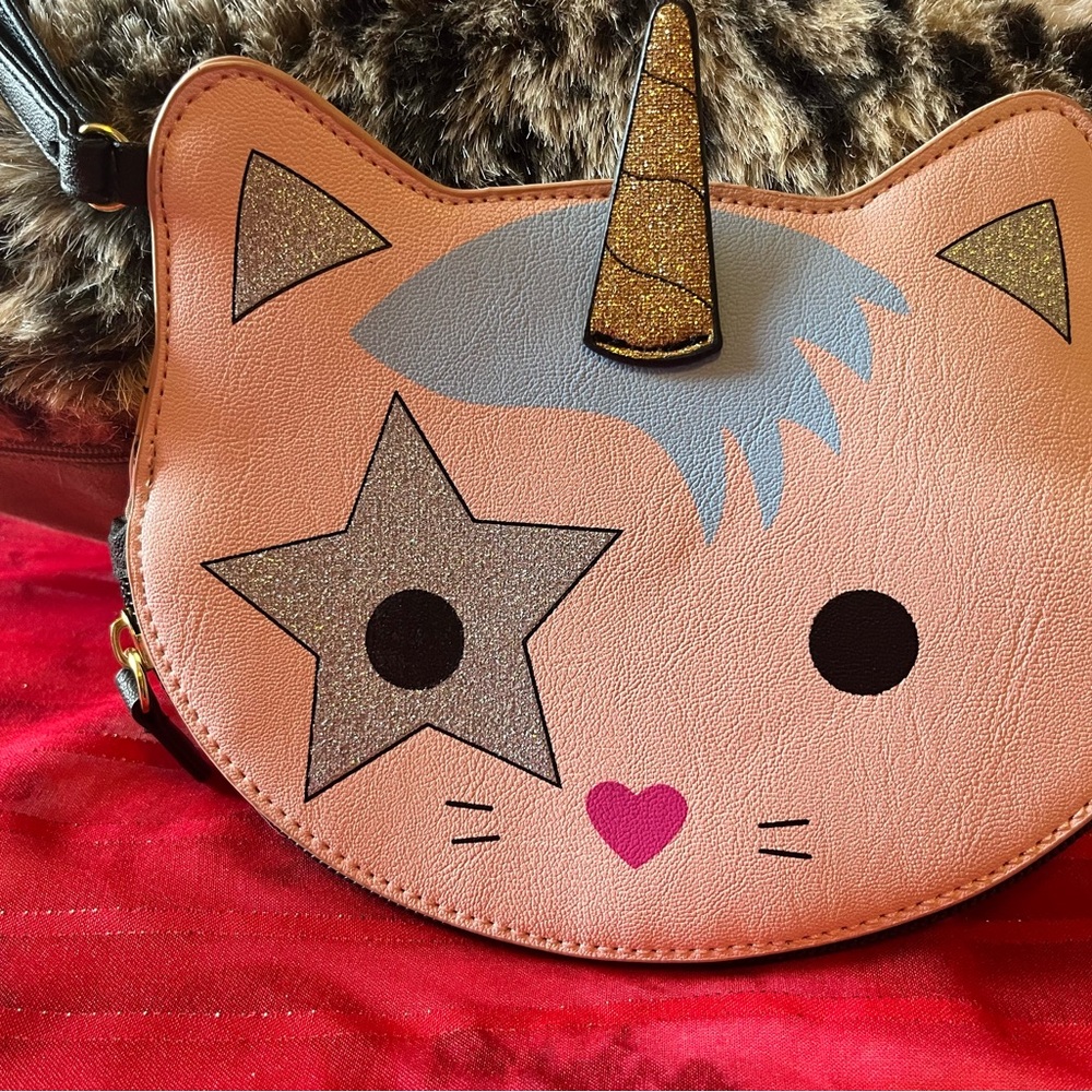 Luv Betsey Unicorn Cat Wristlet - with Silver Star Eye & Heart Nose